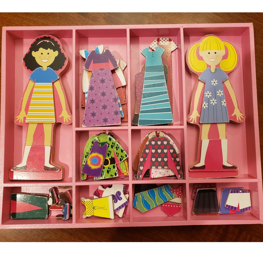 Melissa & Doug Abby & Emma Magnetic Wooden Dress-Up Dolls Set